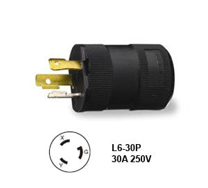 Hubbell L6-30P Twist-Lock® Male Valise Plug Rated for 30A/250V