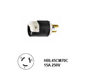 Hubbell L6-15P Twist-Lock® Chem-Marine Plug Rated for 15A/250V