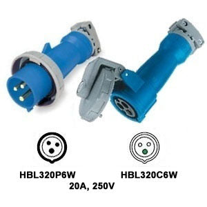 320P6W to 320C6W Pin and Sleeve Extension Power Cable Rated 20A, 250V