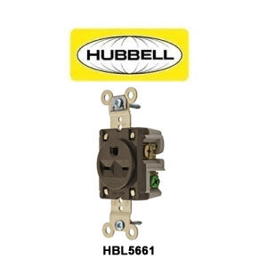 Straight Blade 3-Wire Single 6-15R 15A Receptacle, Brown