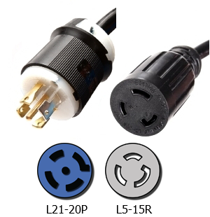L21-20P to L5-15R Plug Adapter (1 Foot)