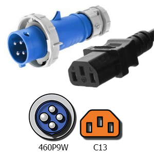 460P9W to C13 Power Cords 15A, 250V, 14/3 SJT Jacket