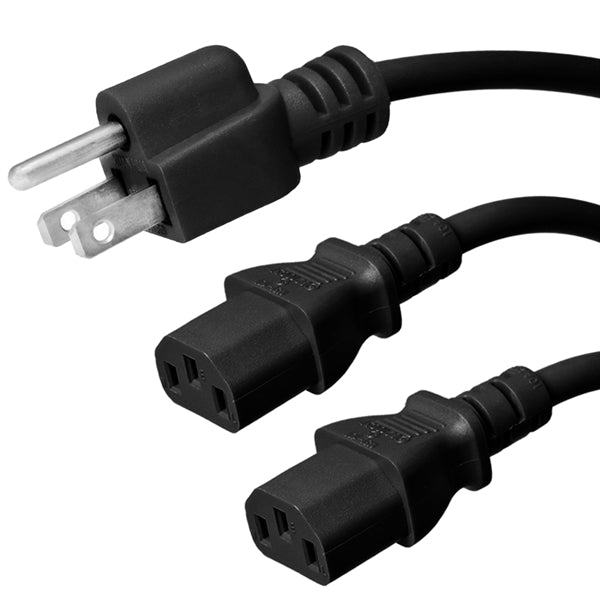 5-15P to 2 x C13 Splitter Power Cords