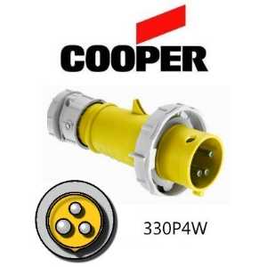 Cooper 330P4W Plug - 30A, 110V - 125V 2-Pole / 3-Wire, IEC60309