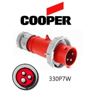 Cooper 330P7W Plug - 30A, 480V 2-Pole / 3-Wire, IEC60309