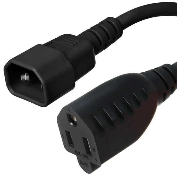 C14 to 5-15R Plug Adapter Power Cord