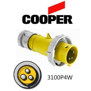 Cooper 3100P4W Plug - 100A, 110V - 125V 2-Pole / 3-Wire, IEC60309
