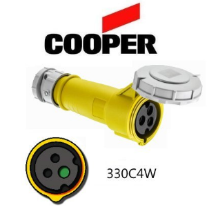 Cooper 330C4W Connector - 30A, 115V - 125V 2-Pole / 3-Wire, IEC60309