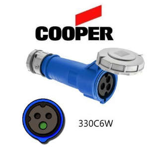 Cooper 330C6W Connector - 30A, 220V - 250V 2-Pole / 3-Wire, IEC60309
