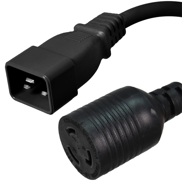C20 to L6-20R Plug Adapter, 20A, 250V, 12/3 SJT