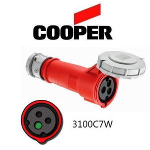 Cooper 3100C7W Connector - 100A, 480V, 2-Pole / 3-Wire, IEC60309