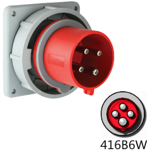 416B6W Inlet - 16A, 380-415V 3-Pole / 4-Wire, IEC60309