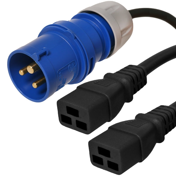 316P6 to 2x C19 Splitter Power Cords