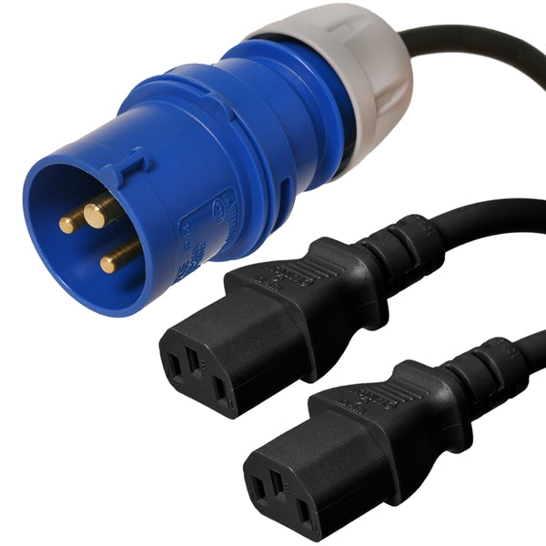 316P6 to 2x C13 Splitter Power Cords