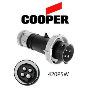 Cooper 420P5W Plug - 20A, 600V 3-Pole / 4-Wire, IEC60309