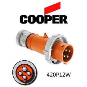 Cooper 420P12W Plug - 20A, 125V or 250V 3-Pole / 4-Wire, IEC60309