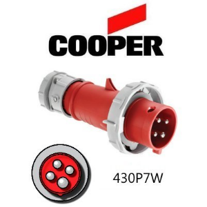 Cooper 430P7W Plug - 30A, 480V 3-Pole / 4-Wire, IEC60309
