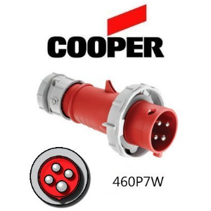 Cooper 460P7W Plug - 60A, 480V 3-Pole / 4-Wire, IEC60309