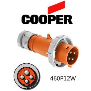 Cooper 460P12W Plug - 60A, 125V or 250V 3-Pole / 4-Wire, IEC60309