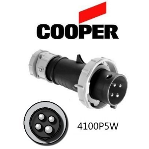 Cooper 4100P5W Plug - 100A, 600V 3-Pole / 4-Wire, IEC60309