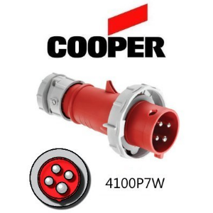 Cooper 4100P7W Plug - 100A, 480V 3-Pole / 4-Wire, IEC60309