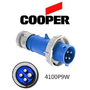 Cooper 4100P9W Plug - 100A, 125V - 250V 3-Pole / 4-Wire, IEC60309