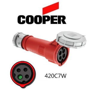 Cooper 420C7W Connector - 20A, 480V 3-Pole / 4-Wire, IEC60309