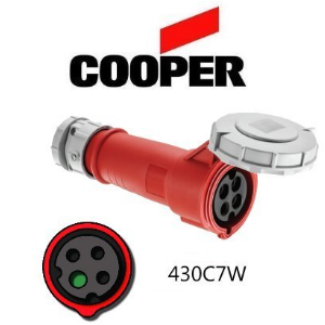 Cooper 430C7W Connector - 30A, 480V 3-Pole / 4-Wire, IEC60309