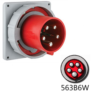 563B6W Inlet - 63A, 220-380V 4-Pole / 5-Wire, IEC60309