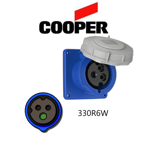 Cooper 330R6W Outlet - 30A, 250V 2-Pole / 3-Wire, IEC60309