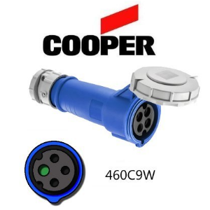 Cooper 460C9W Connector - 60A, 220V - 250V 3-Pole / 4-Wire, IEC60309