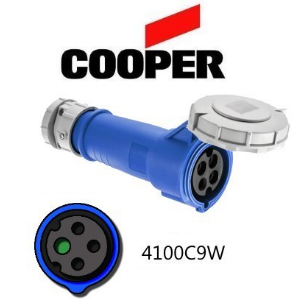 Cooper 4100C9W Connector - 100A, 220V - 250V, 3-Pole / 4-Wire, IEC60309