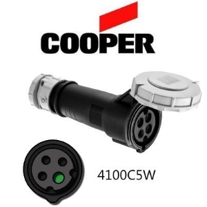 Cooper 4100C5W Connector - 100A, 600V, 3-Pole / 4-Wire, IEC60309