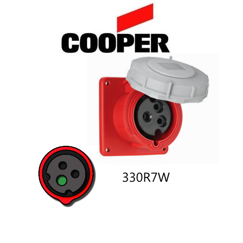Cooper 330R7W Outlet - 30A, 480V 2-Pole / 3-Wire, IEC60309