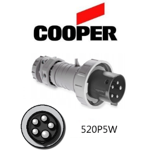 Cooper 520P5W Plug - 20A, 600V 4-Pole / 5-Wire, IEC60309