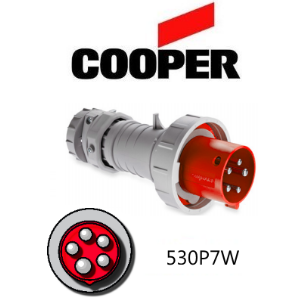 Cooper 530P7W Plug - 30A, 480V 4-Pole / 5-Wire, IEC60309