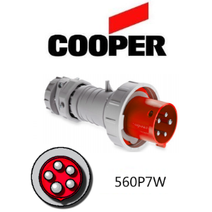 Cooper 560P7W Plug - 60A, 480V 4-Pole / 5-Wire, IEC60309