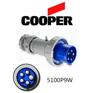 Cooper 5100P9W Plug - 100A, 220V - 250V 4-Pole / 5-Wire, IEC60309