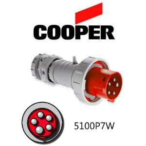 Cooper 5100P7W Plug - 100A, 480V 4-Pole / 5-Wire, IEC60309