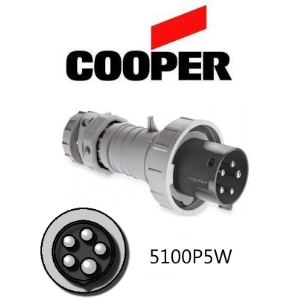 Cooper 5100P5W Plug - 100A, 600V 4-Pole / 5-Wire, IEC60309