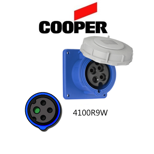 Cooper 4100R9W Outlet - 100A, 250V 3-Pole / 4-Wire, IEC60309