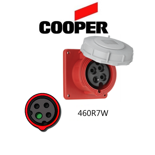 Cooper 460R7W Outlet - 60A, 480V 3-Pole / 4-Wire, IEC60309
