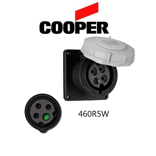 Cooper 460R5W Outlet - 60A, 600V 3-Pole / 4-Wire, IEC60309