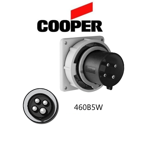 Cooper 460B5W Inlet - 60A, 600V 3-Pole / 4-Wire, IEC60309
