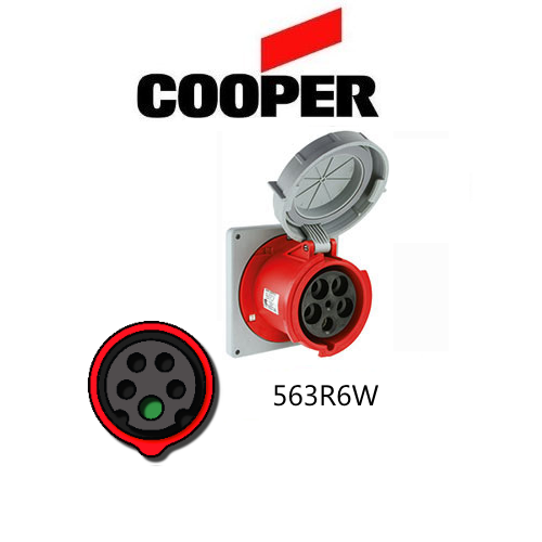Cooper 563R6W Outlet - 63A, 220-380V 4-Pole / 5-Wire, IEC60309