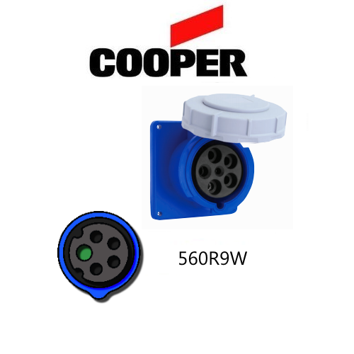 Cooper 560R9W Outlet - 60A, 120-208V 4-Pole / 5-Wire, IEC60309
