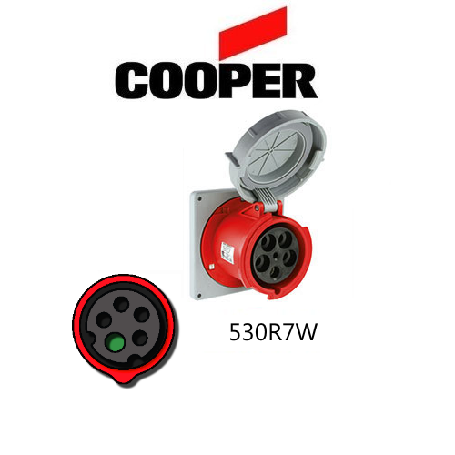 Cooper 530R7W Outlet - 30A, 480V 4-Pole / 5-Wire, IEC60309
