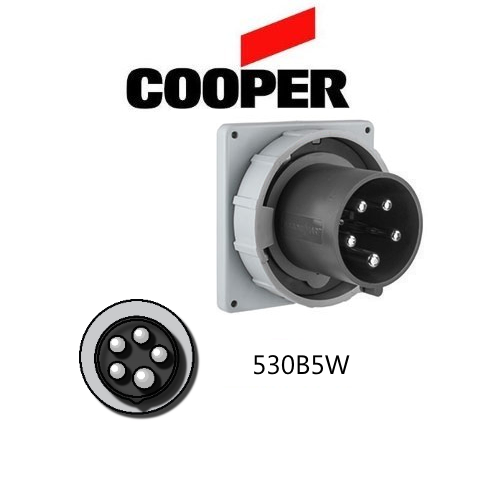 Cooper 530B5W Inlet - 30A, 600V 4-Pole / 5-Wire, IEC60309