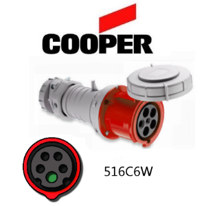 Cooper 516C6W Connector - 16A, 220-380V 4-Pole / 5-Wire, IEC60309