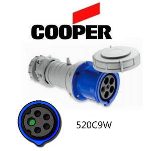Cooper 520C9W Connector - 20A, 220V - 250V 4-Pole / 5-Wire, IEC60309